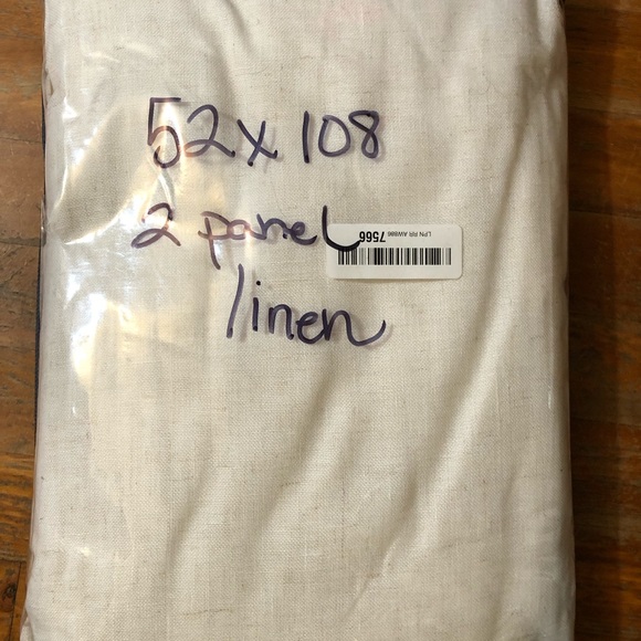 Turquoize 2 panel 52x108 inches off white linen curtains - Picture 5 of 5